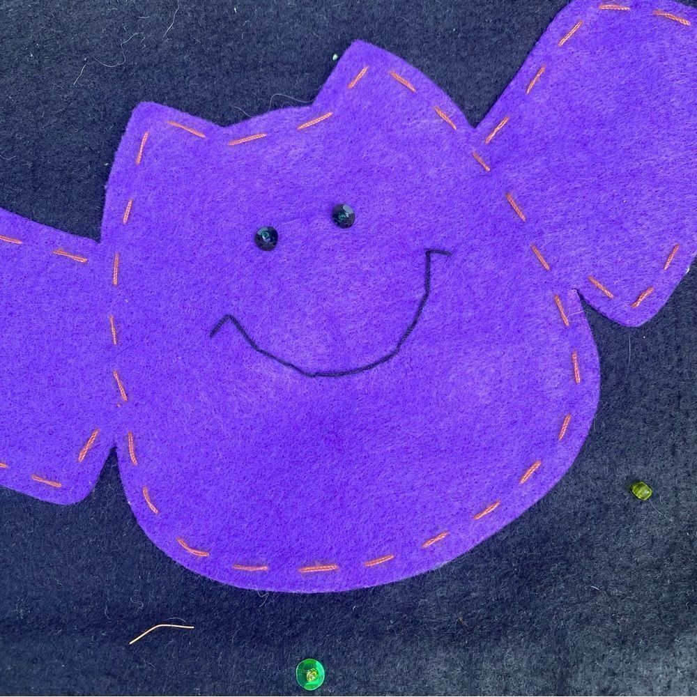 Lot of 4 Target Black Felt/Fabric Halloween Trick or Treat Bags w/Purple Bat. - Picture 9 of 9